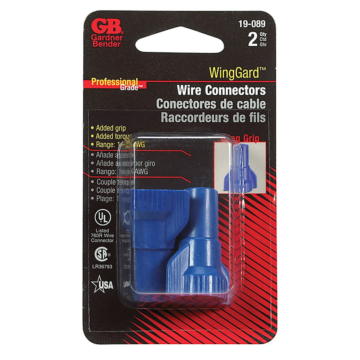 Gardner Bender 19-089 WingGard 14-6 Ga. Copper Wire Wire Connector Blue 2/Pack