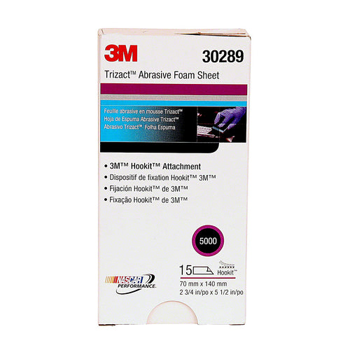 3M 30289 Trizact Hookit Foam Sheets, 2-3/4 in x 5-1/2 in, 5000, 15 sheets per box 60455069843