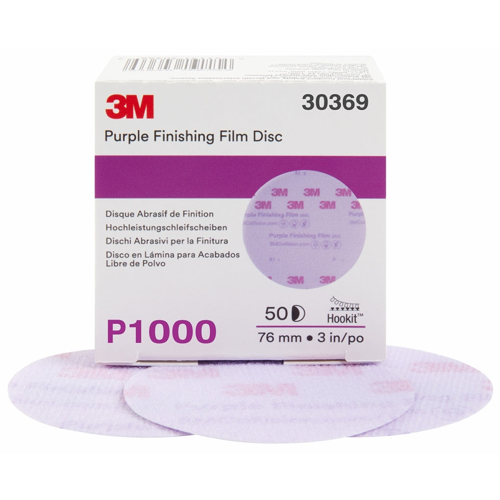 3M 30369 Hookit Purple Finishing Film Disc, 3 inch, P1000, 30369