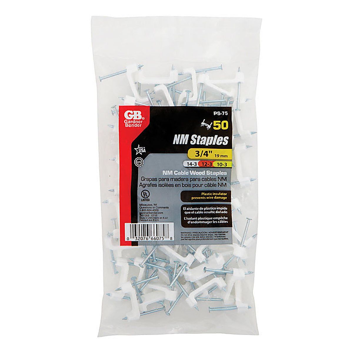 Gardner Bender PS-75 3/4 in. W Plastic Insulated Cable Staple 50/Pack