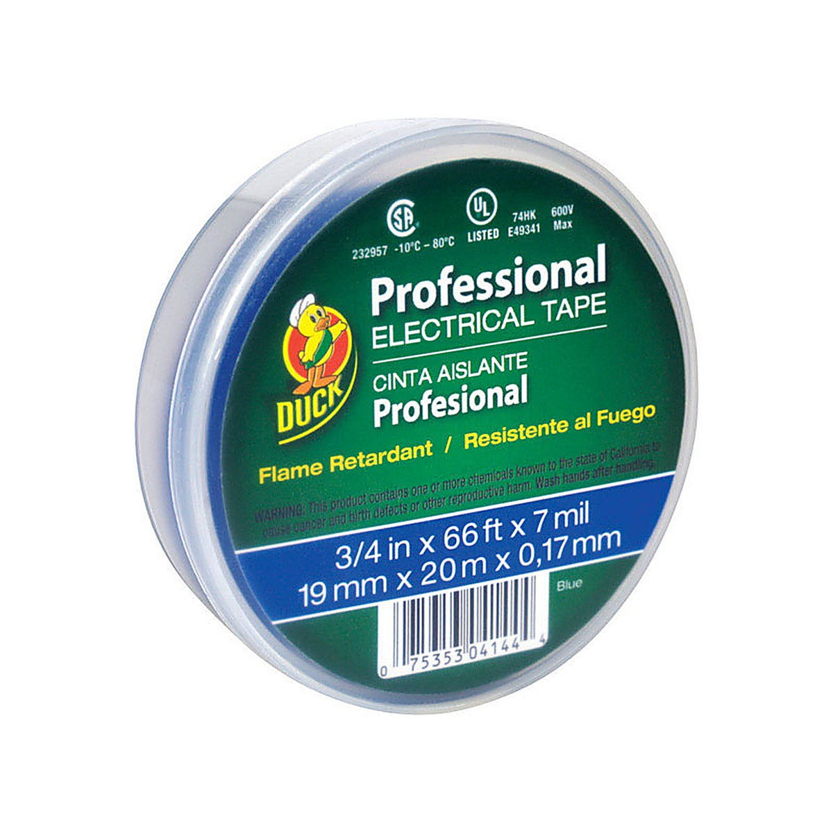 Duck 300879 3/4 in. W x 66 ft. L Blue Vinyl Electrical Tape