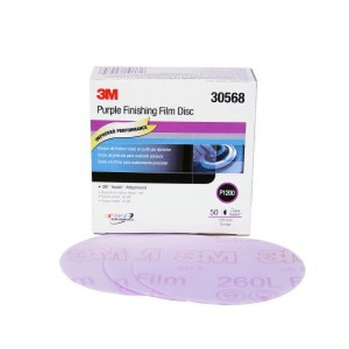 3M 30568 Purple Finishing Film Hookit Disc, 5 inch, P1200 grit, 30568