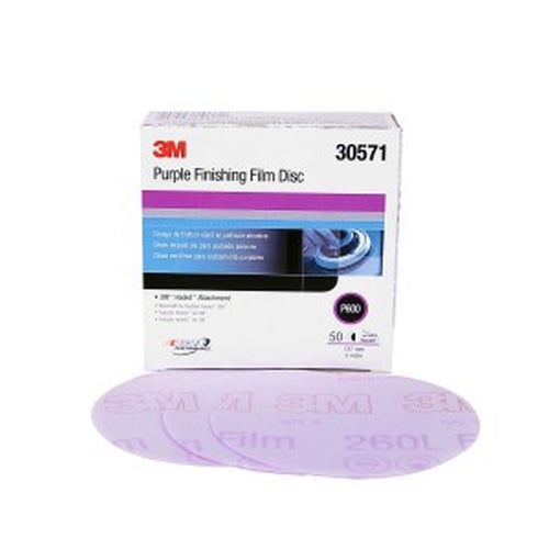 3M 30571 Purple Finishing Film Hookit Disc, 5 inch, P600 grit