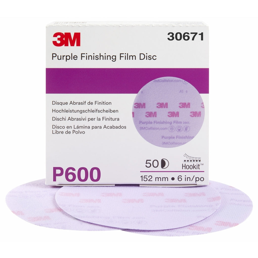 3M 30671 Purple Finishing Film Hookit Disc, 6 inch, P600 grit