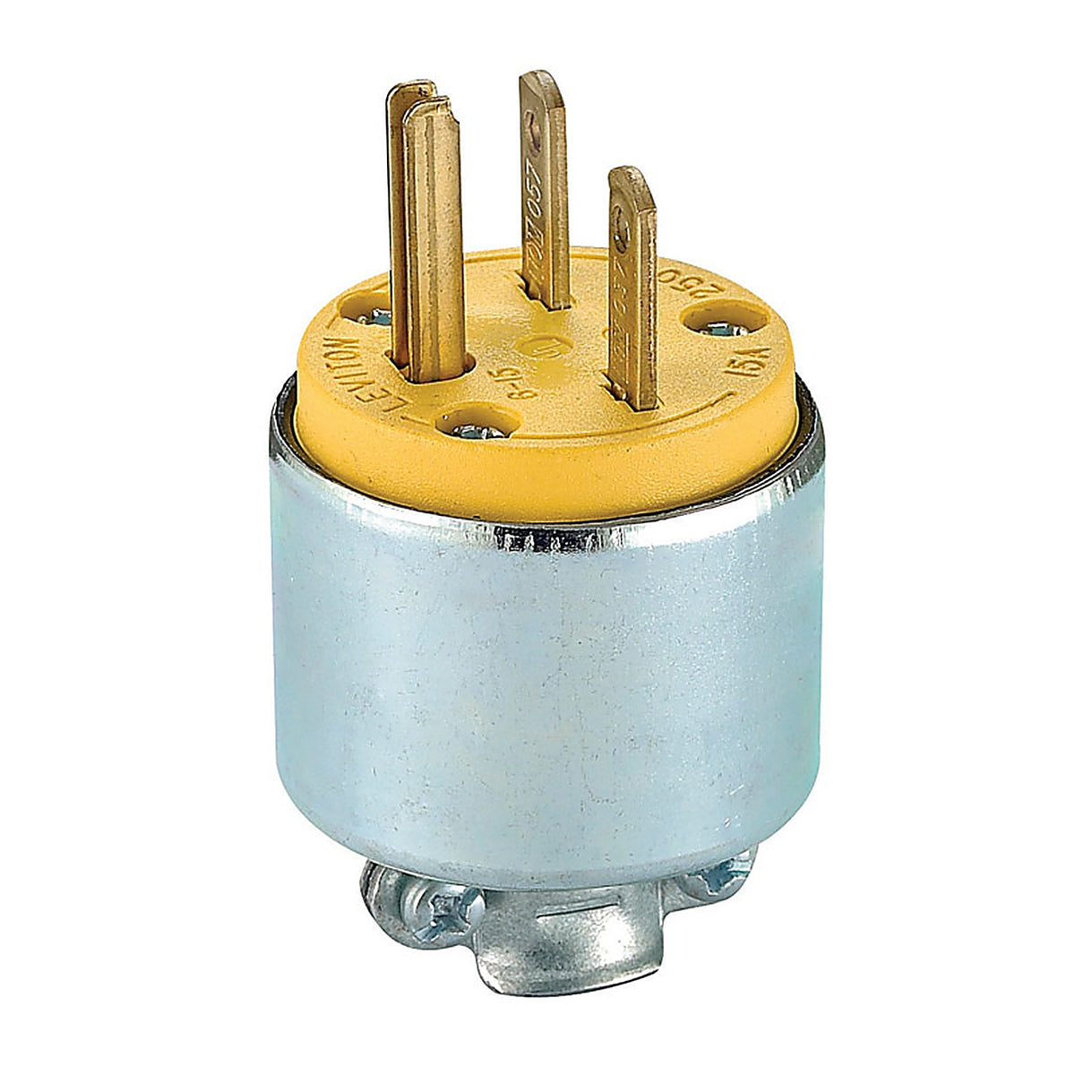Leviton 615PA-000 Commercial Armored Ground/Straight Blade Plug 6-15P 18-12 AWG 2 Pole 3 Wire