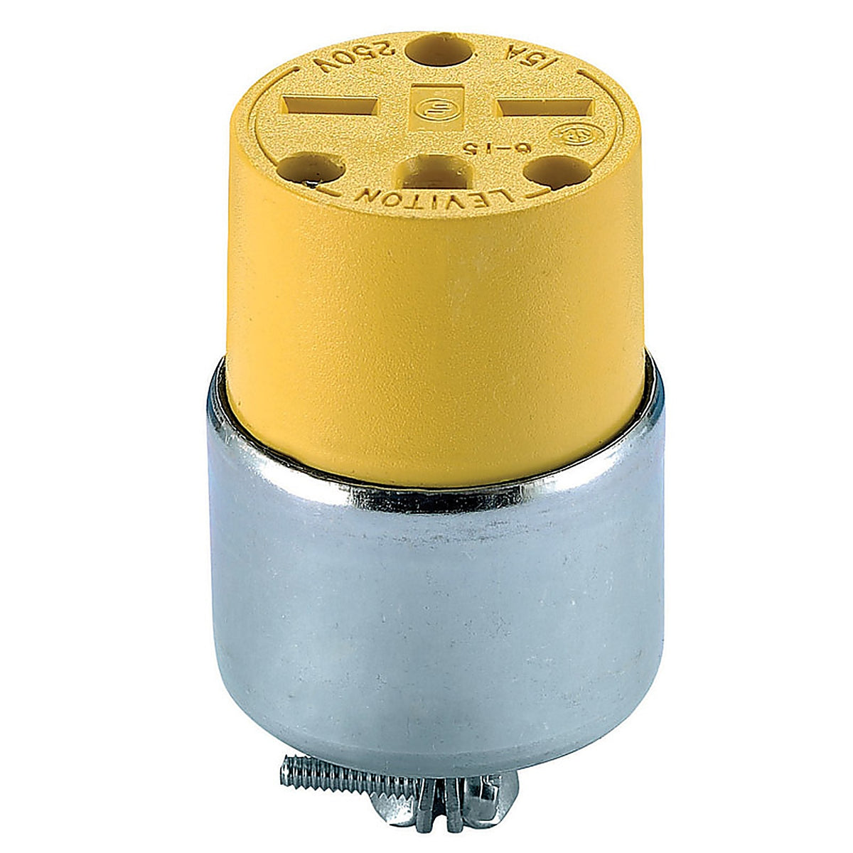Leviton 615CA-000 Commercial Armored Ground/Straight Blade Connector 6-15R 18-12 AWG 2 Pole 3 Wire Carded