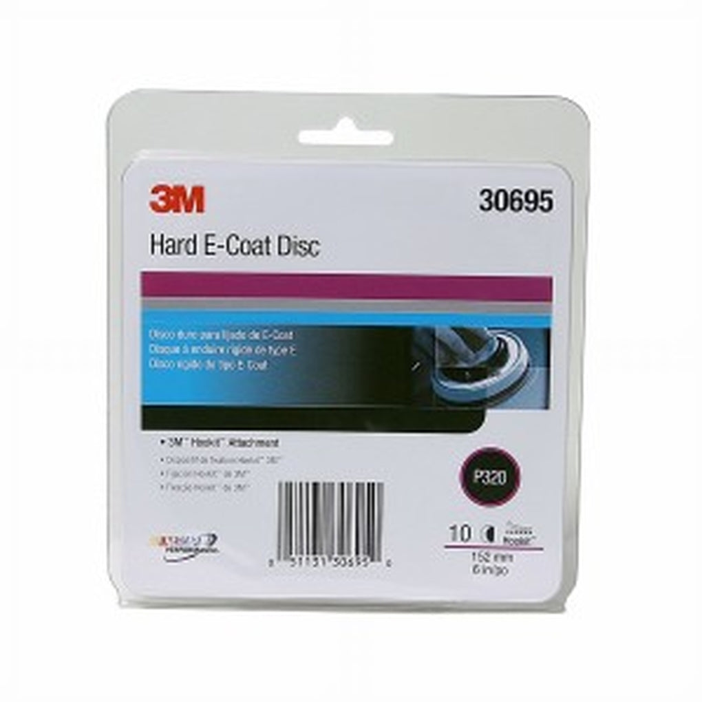 3M 30695 Hookit Hard E-Coat Disc, 320 Grit, 10 per Box