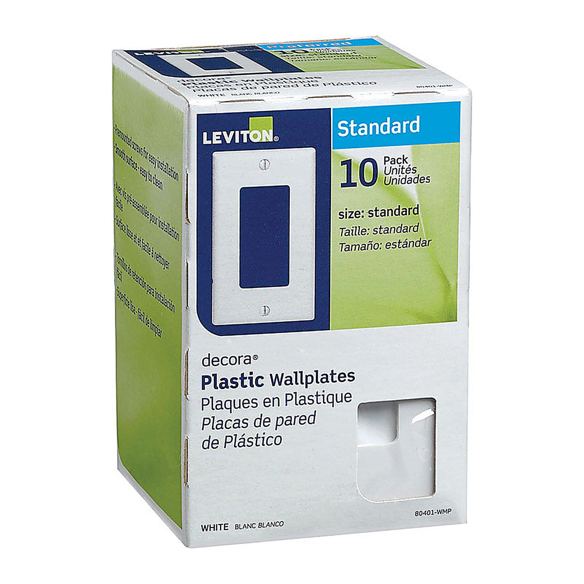Cooper 80401-WMP Leviton Decora White 1 gang Thermoset Plastic GFCI/Rocker Wall Plate 10/Pack