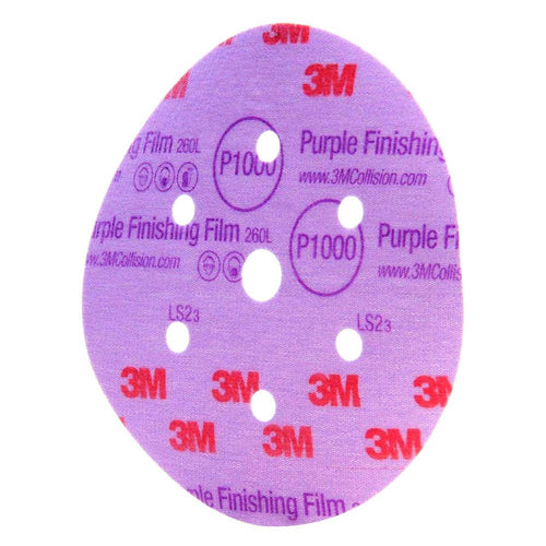 3M 30769 Purple Finishing Film Hookit Disc Dust-Free, 6 inch, P1000 grit, 50per Box