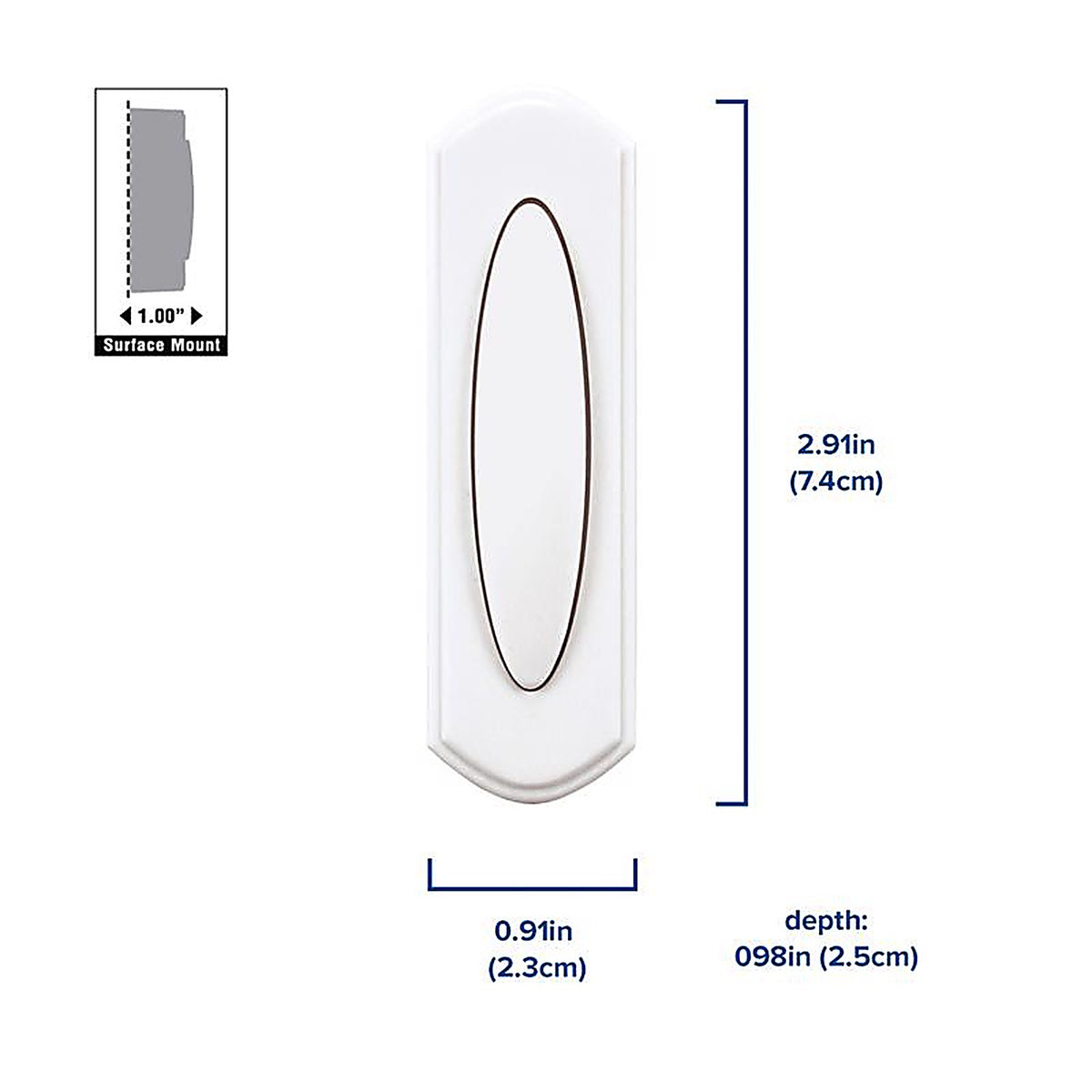 Heath-Zenith SL-7797-02 Plastic Wireless Pushbutton Doorbell