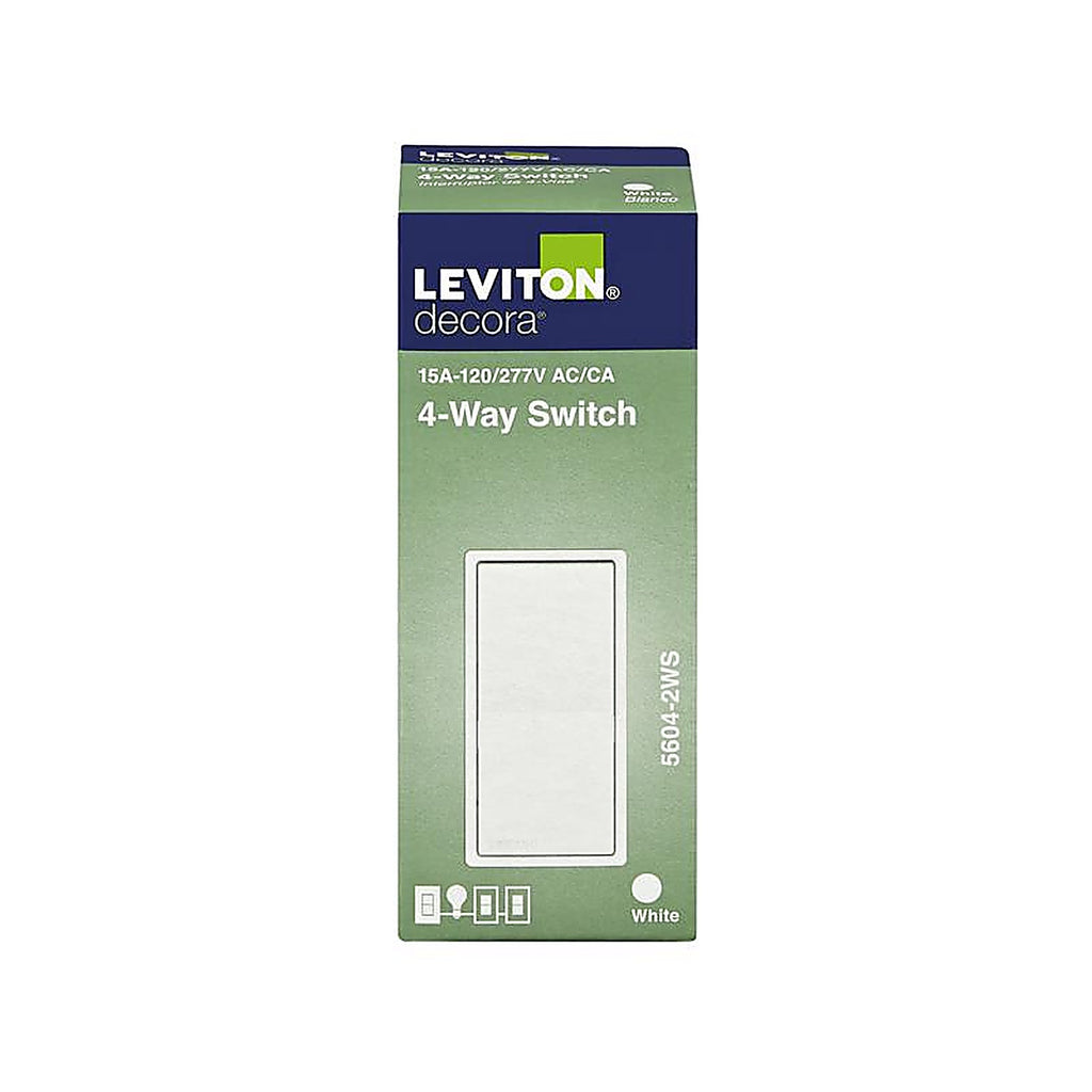 Leviton 05604-2WS 15 amps Four Pole 4-Way / Rocker AC Quiet Switch White 1/Pack