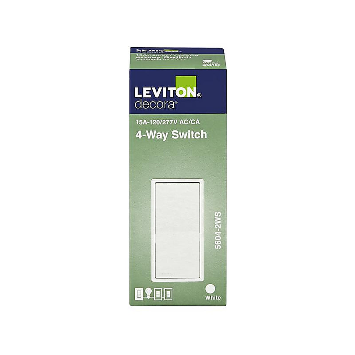 Leviton 05604-2WS 15 amps Four Pole 4-Way / Rocker AC Quiet Switch White 1/Pack