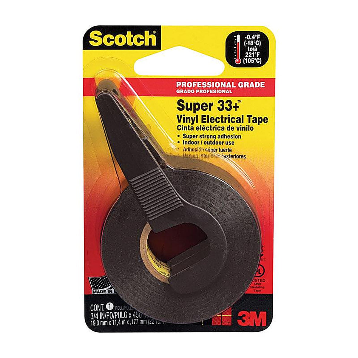 3M 10414 Scotch Super 33+ 3/4 in. W x 450 in. L Black Vinyl Electrical Tape