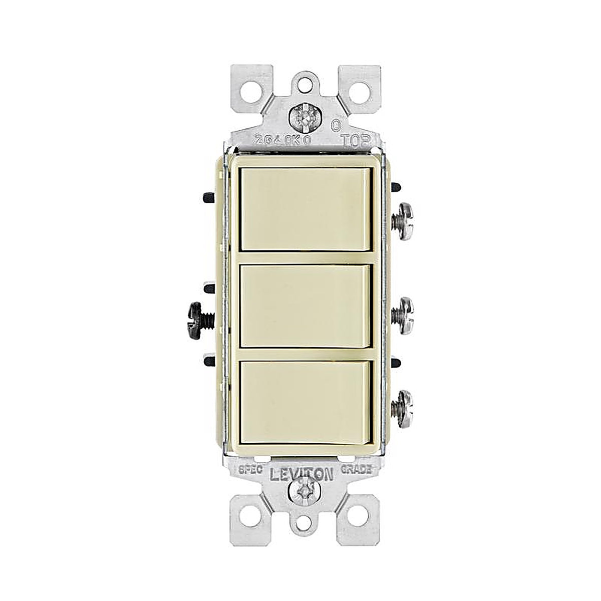 Leviton 01755-0IS Decora 15 amps Single Pole Rocker Triple Combination Switch Ivory 1/Pack