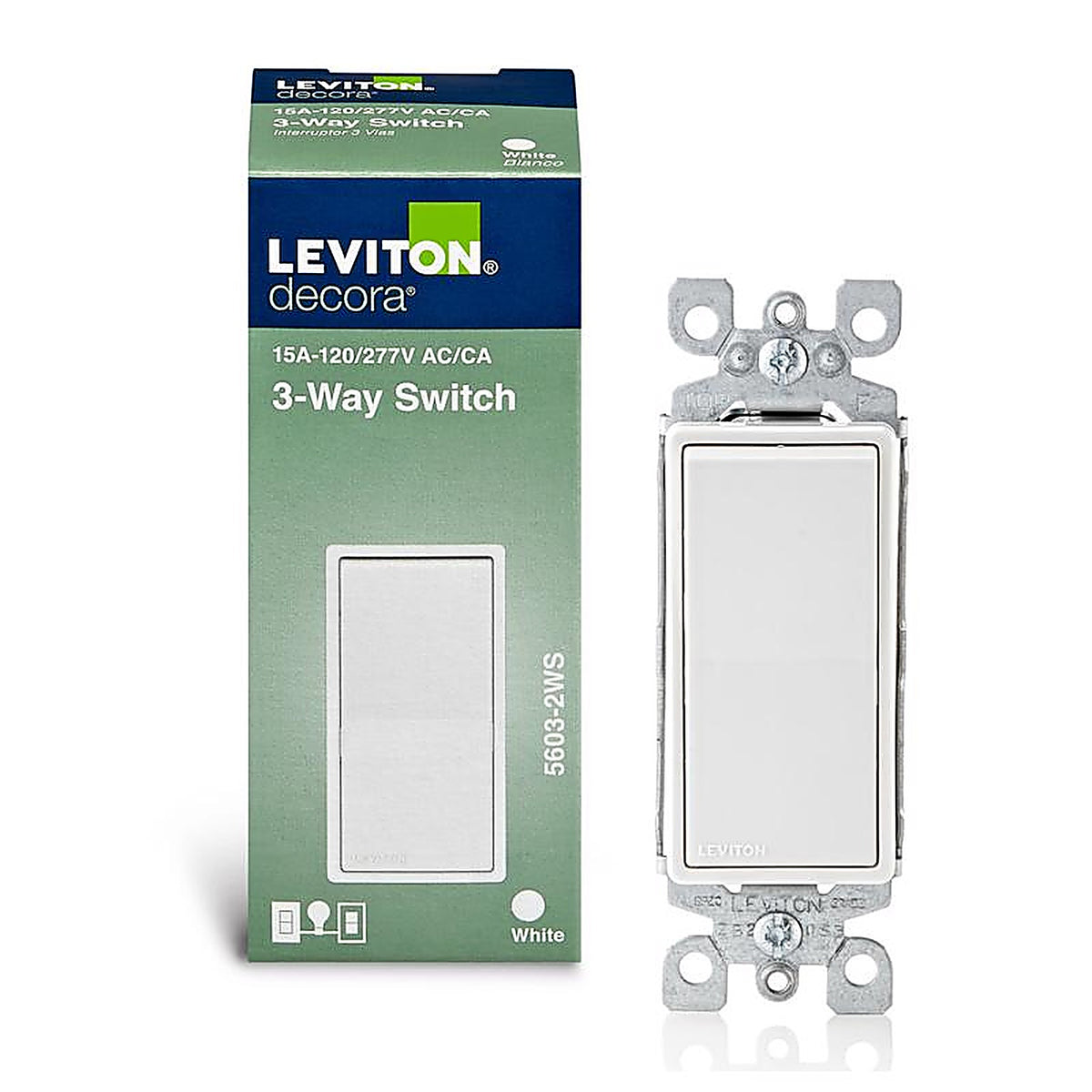 Leviton 05603-2WS 15 amps Three Pole Rocker AC Quiet Switch White 1/Pack