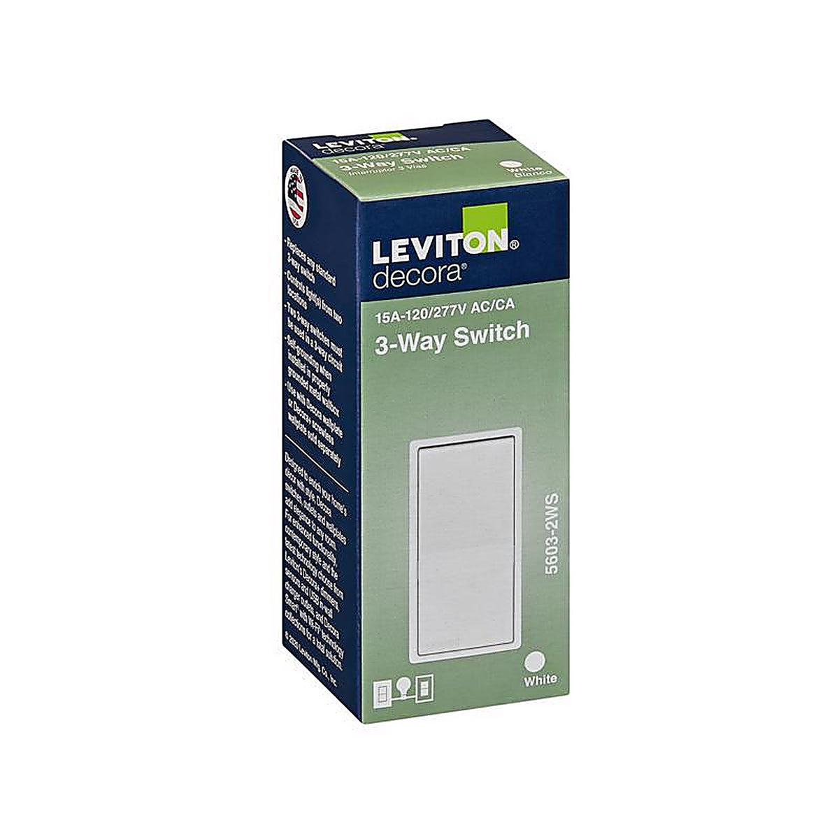 Leviton 05603-2WS 15 amps Three Pole Rocker AC Quiet Switch White 1/Pack