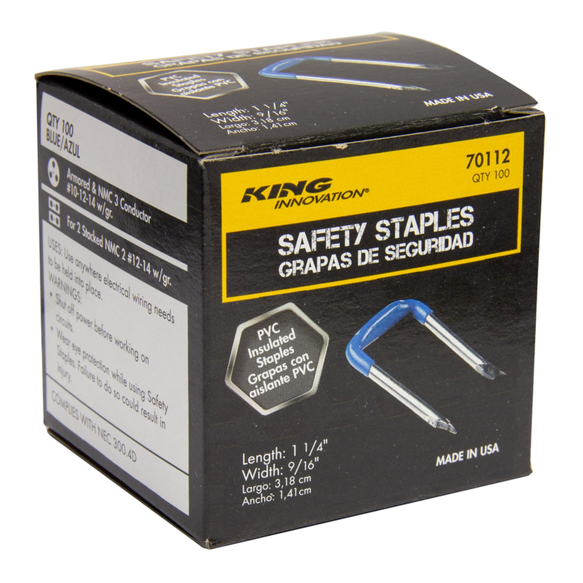 King Innovation 70112 9/16 in. W Steel Insulated Staple 100/Pack