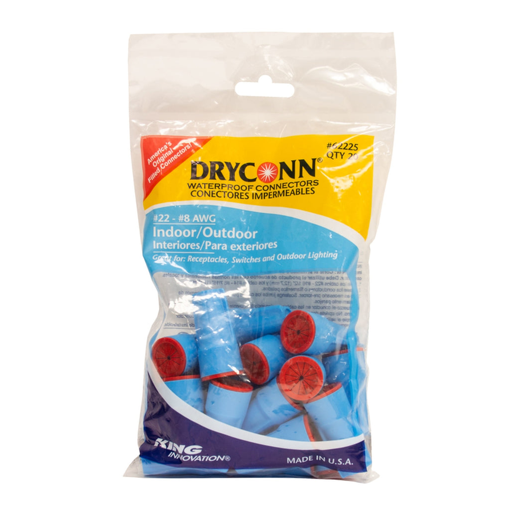 King Innovation 62225 Insulated Waterproof Wire Connector Aqua/Red 20/Pack