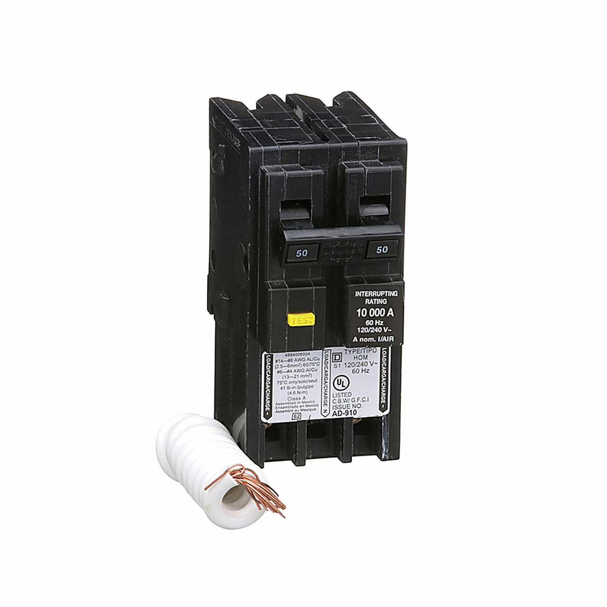Square D HOM250GFICP HomeLine 50 amps Ground Fault 2-Pole Circuit Breaker