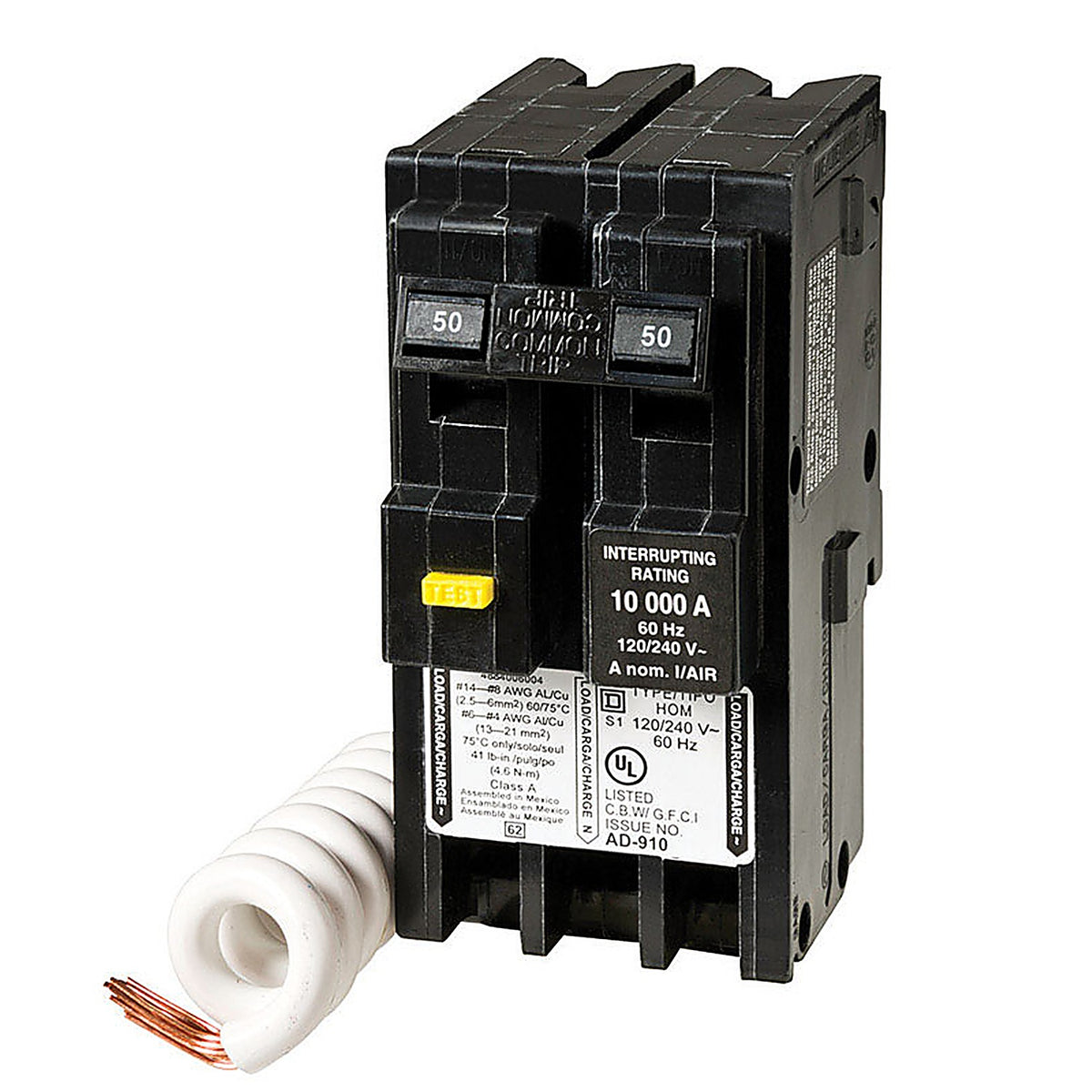 Square D HOM250GFICP HomeLine 50 amps Ground Fault 2-Pole Circuit Breaker