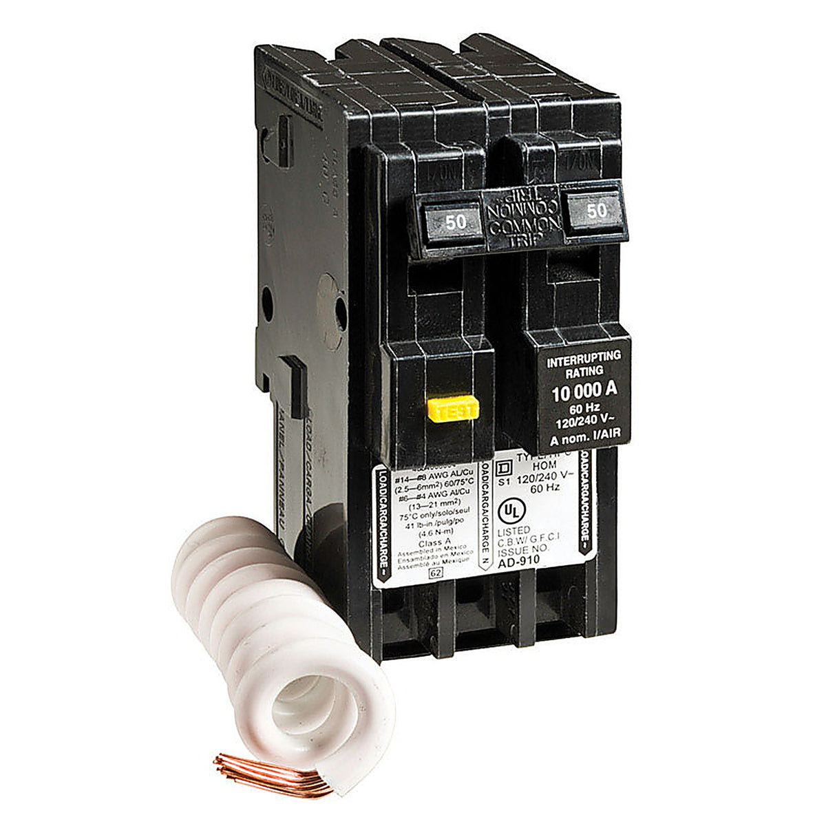 Square D HOM250GFICP HomeLine 50 amps Ground Fault 2-Pole Circuit Breaker