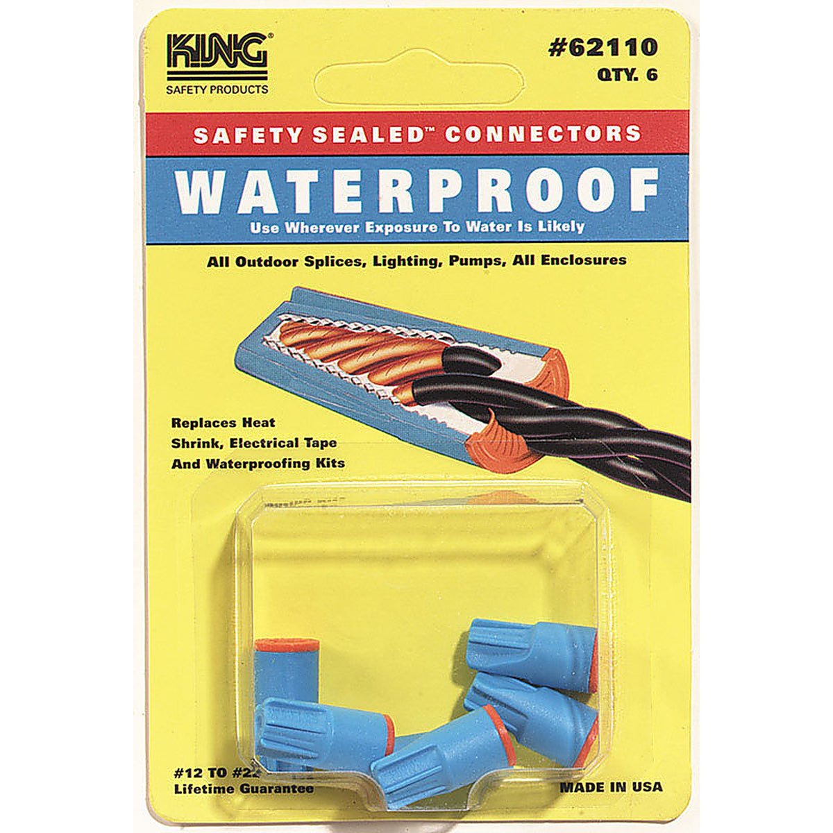 King Innovation 62110 Copper Wire Waterproof Wire Connector Aqua/Orange 6/Pack