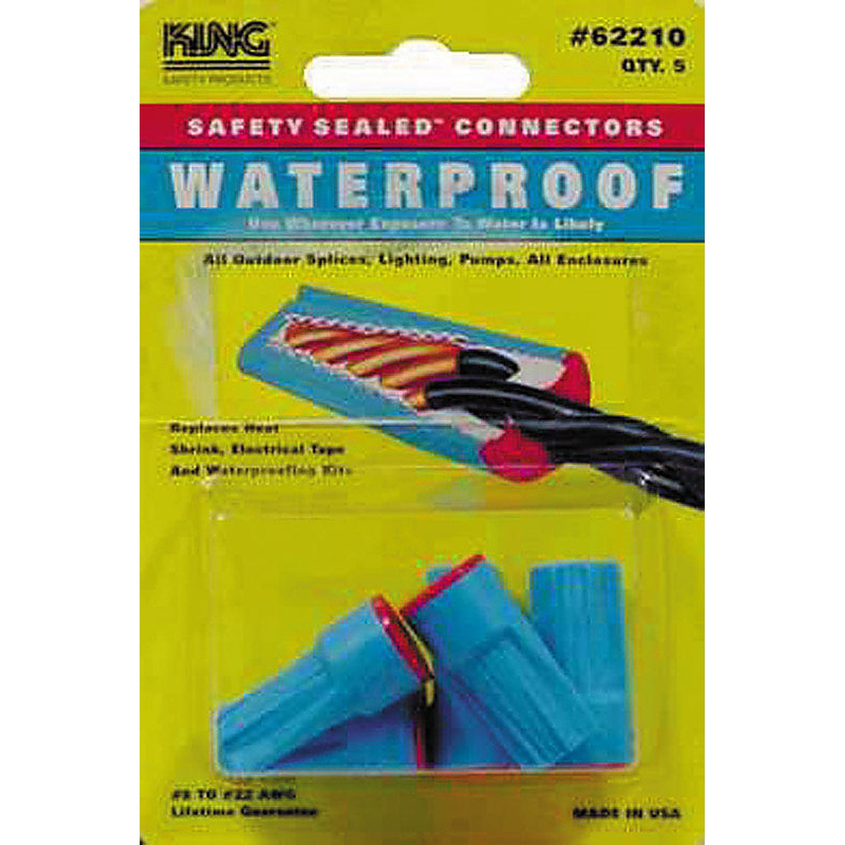 King Innovation 62210 Copper Wire Waterproof Wire Connector Aqua/Red 5/Pack