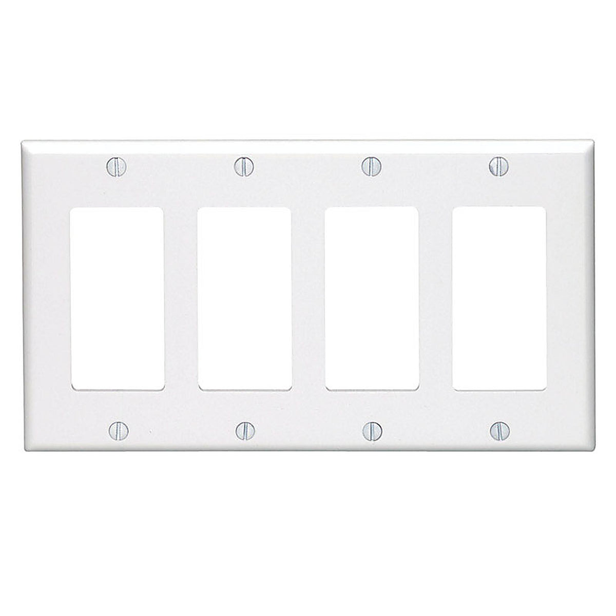 Leviton 80412-00W White 4 gang Thermoset Plastic GFCI/Rocker Wall Plate 1/Pack