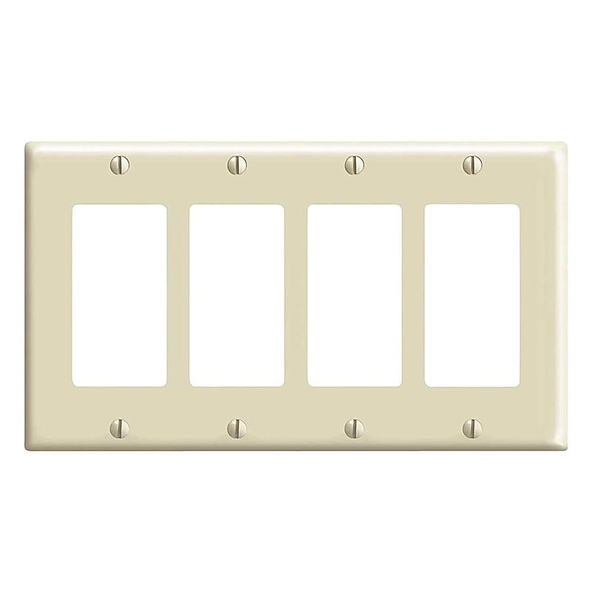 Leviton 80412-00I Decora Ivory 4 gang Thermoset Plastic GFCI/Rocker Wall Plate 1/Pack