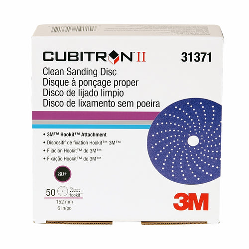 3M 31371 Cubitron II Clean Sanding Hookit Abrasive Disc, 6 in, 80+, 50 discs per box