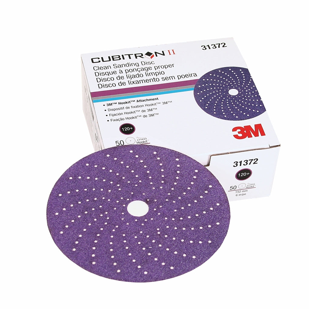 3M 31372 Cubitron II Clean Sanding Hookit Abrasive Disc, 31372, 6 in, 120+, 50 discs per box