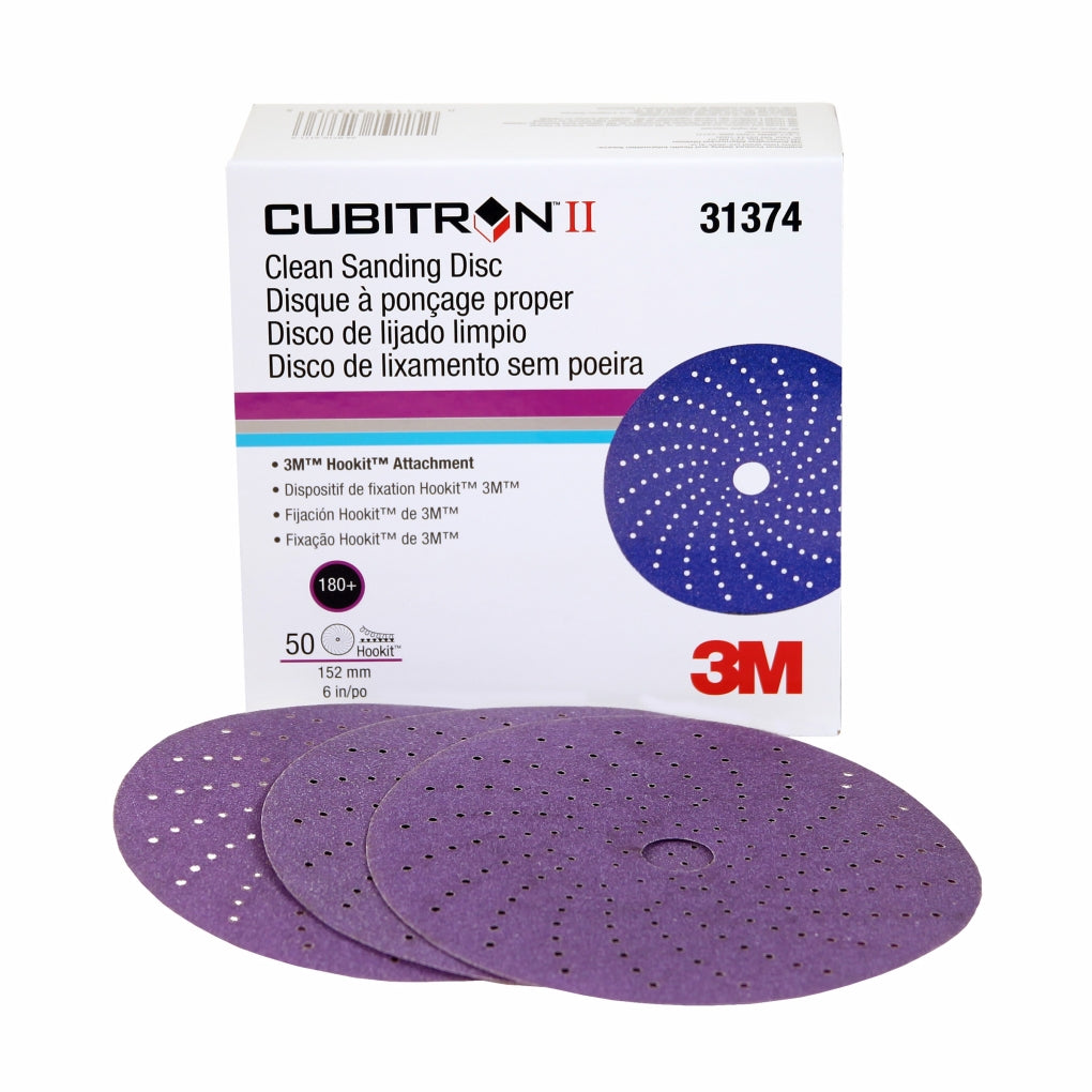 3M 31374 Cubitron II Hookit Clean Sanding Abrasive Disc 737U, 31374, 6 in, 180+, 50 discs per box XA012059995
