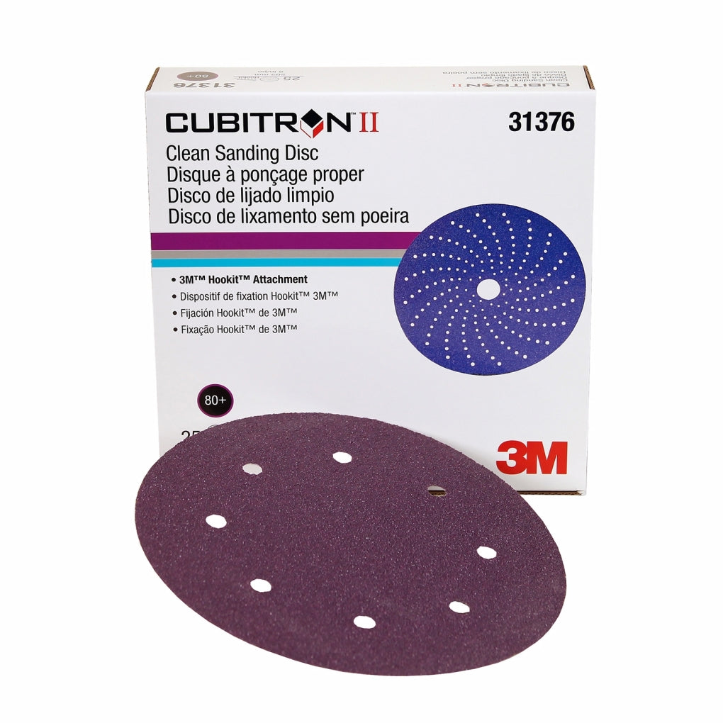 3M 31376 Cubitron II Clean Sanding Hookit Abrasive Disc, 31376, 8 in, 80+, 25 discs per box 60455083471