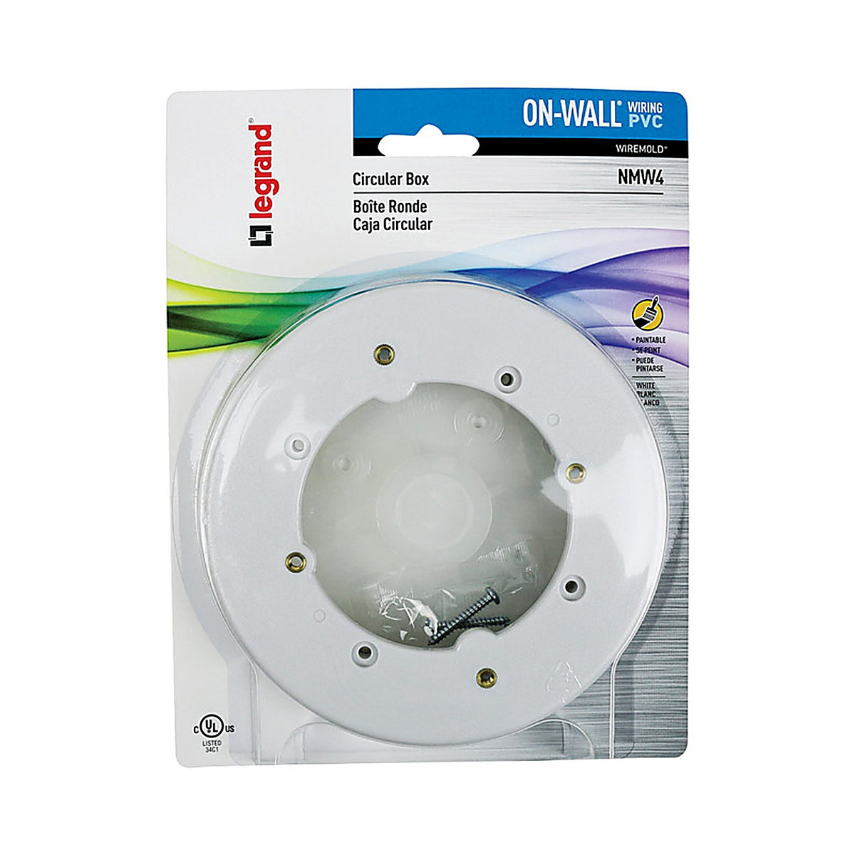 Legrand NMW4 Wiremold 5-1/2 in. Round PVC 1 gang Electrical Box White