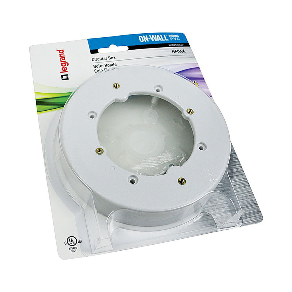 Legrand NMW4 Wiremold 5-1/2 in. Round PVC 1 gang Electrical Box White