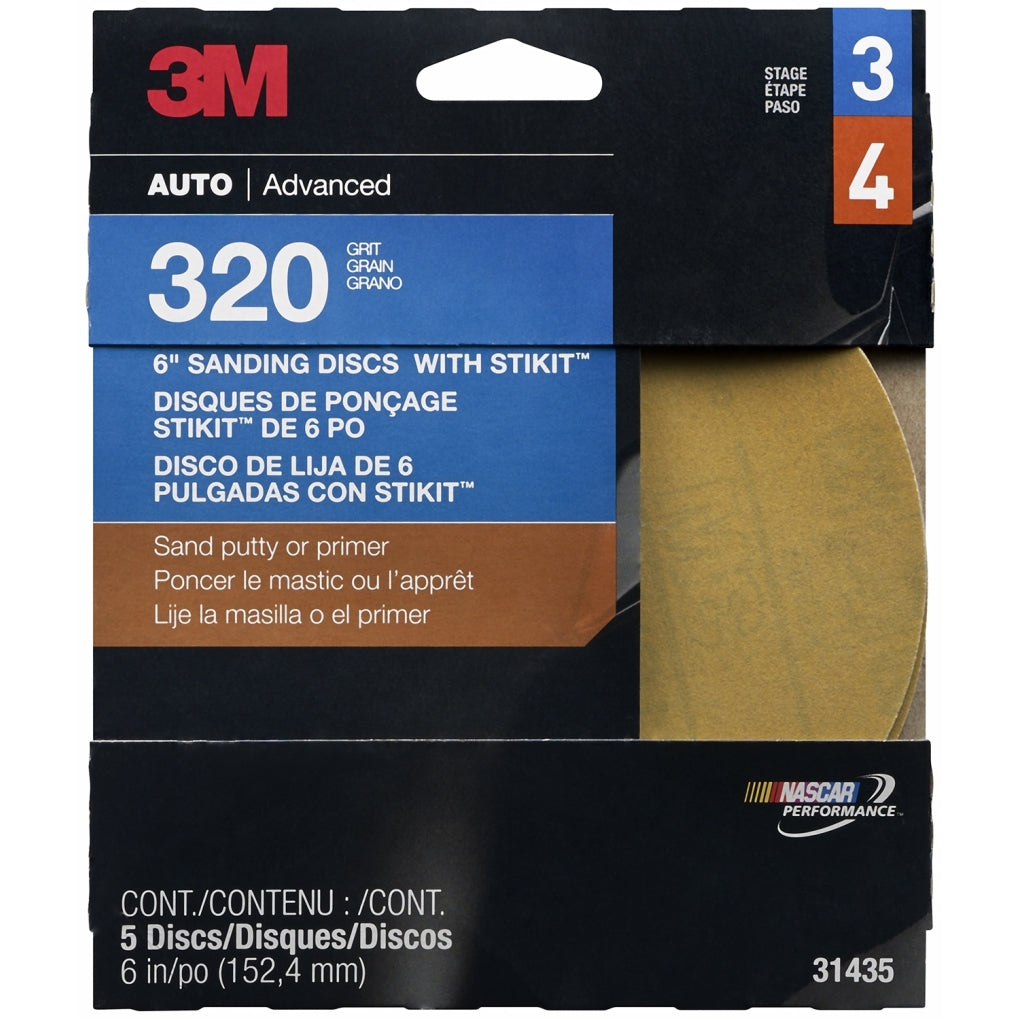 3M 31435 Stikit Gold Disc, 6 inch, P320 grit