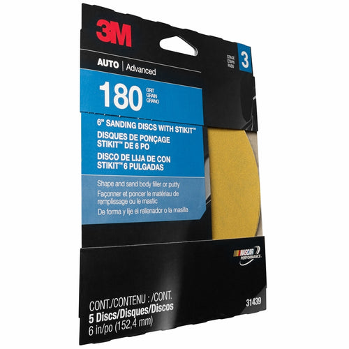 3M 31439 3M Stikit Gold Disc, 31439, 6 in, P180C, 5 discs per pack, 20 packs per case