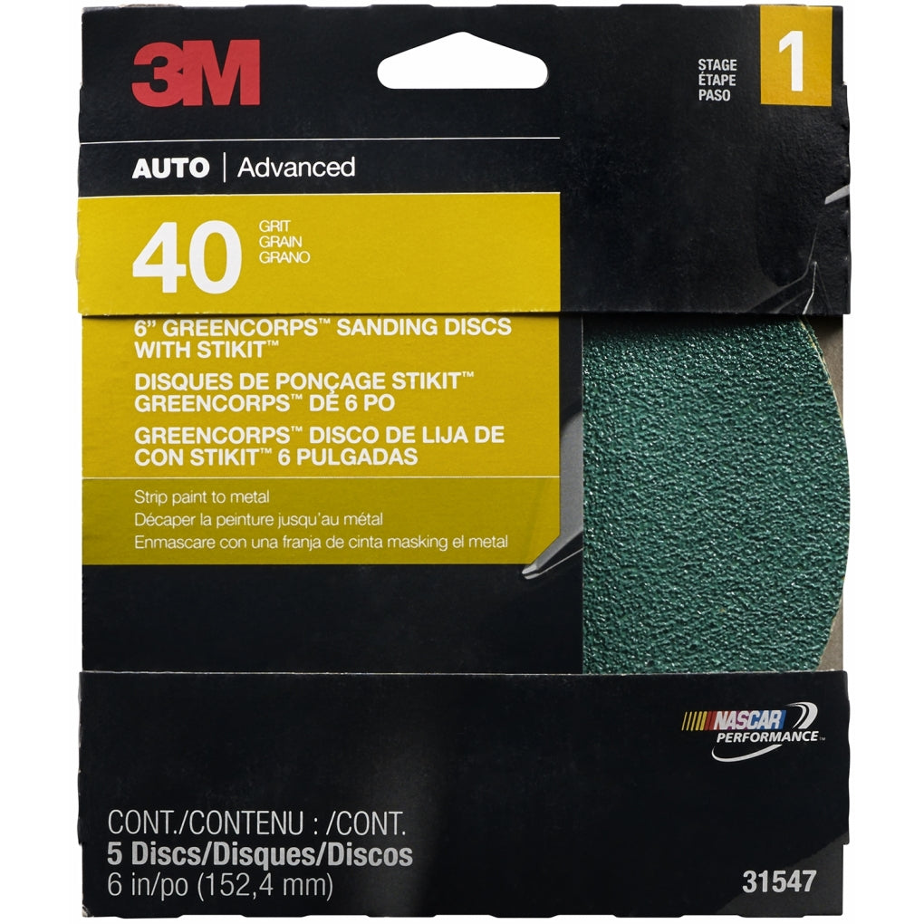 3M 31547 Green Corps Sanding Disc, 31547, 6 in, 40 grit