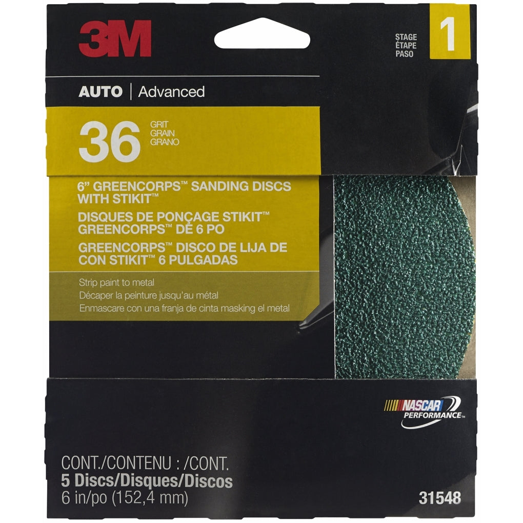 3M 31548 Stikit Green Corps Disc, 6 inch