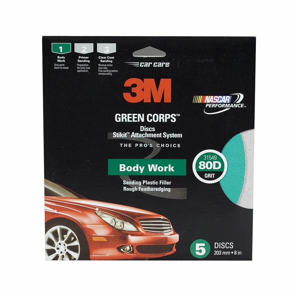 3M 31549 Stikit Green Corps Disc, 8 inch, 80 grit