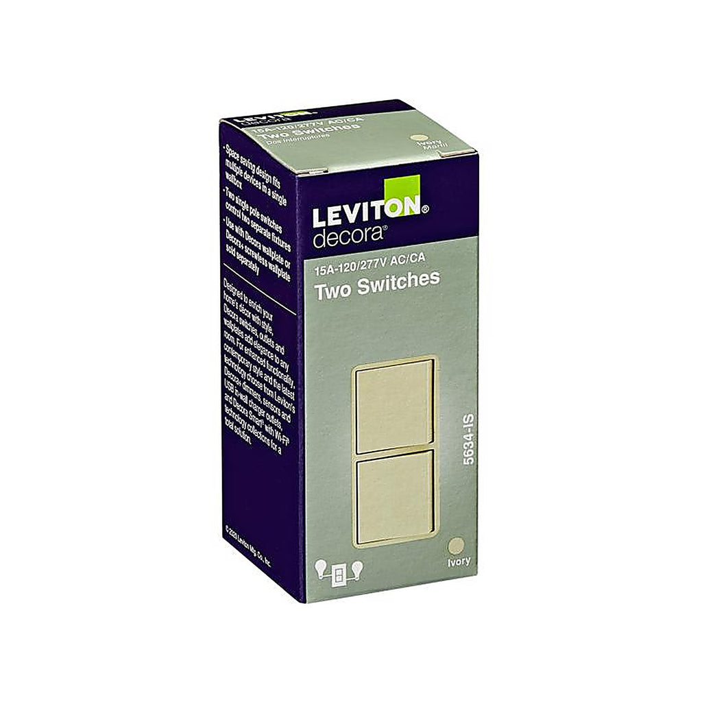 Leviton 05634-0IS 15 amps Single Pole Combination AC Quiet Switch Ivory 1/Pack