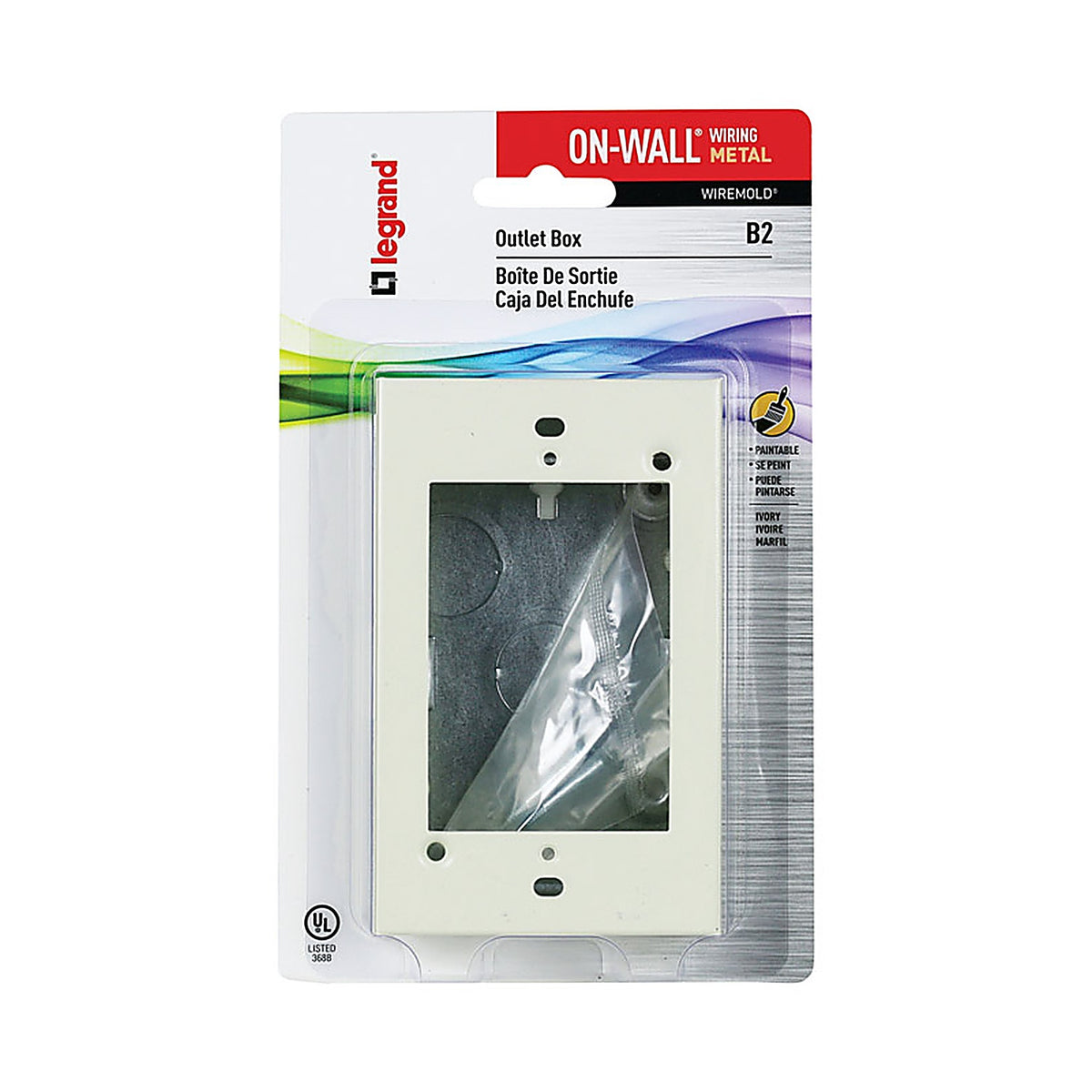 Legrand B-2 Wiremold 1.1 in. Rectangle Metal 1 gang Outlet Box Ivory