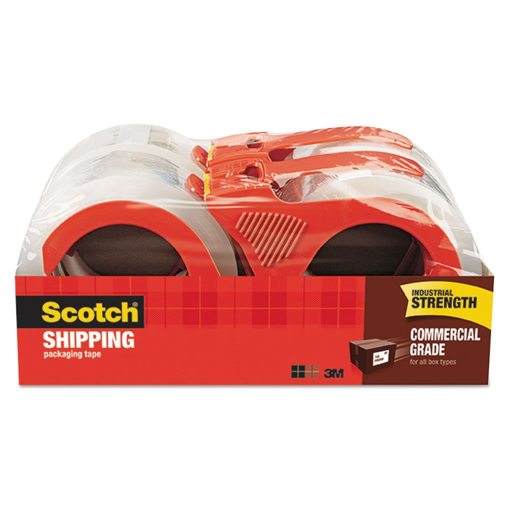 3M 31899 Scotch Commercial Grade Shipping Packaging Tape 3750-4RD, 1.88 in x 54.6 yd (48 mm x 50 m) 4 Pack, Clear 7100087043