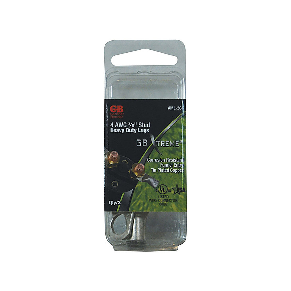 Gardner Bender AML-204 Xtreme 4 Ga. Insulated Wire Electrical Lug Silver 2/Pack