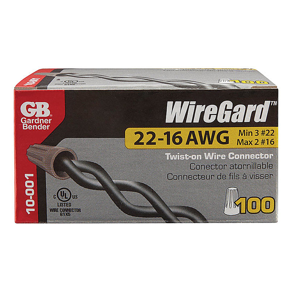 Gardner Bender 10-001 WireGard 22-16 Ga. Copper Wire Wire Connector Gray 100/Pack