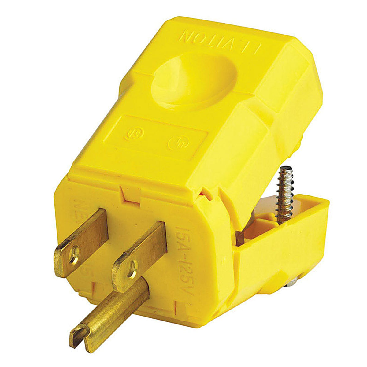 Leviton 05256-0VY Industrial Nylon Grounding Plug 5-15P 18-10 AWG 2 Pole 3 Wire Bagged