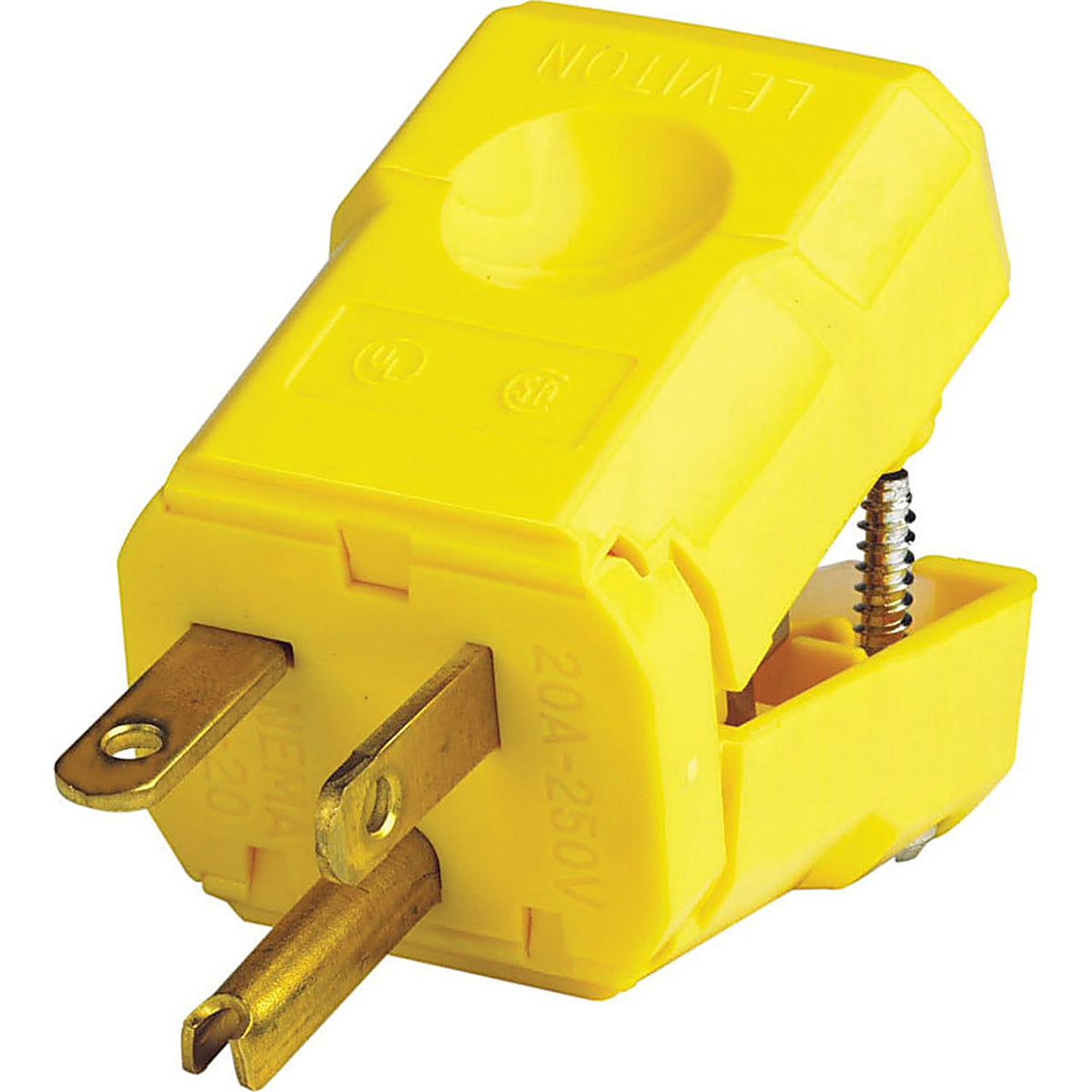 Leviton 05456-0VY Industrial Nylon Ground/Straight Blade Plug 6-20P 18-10 AWG 2 Pole 3 Wire Bagged