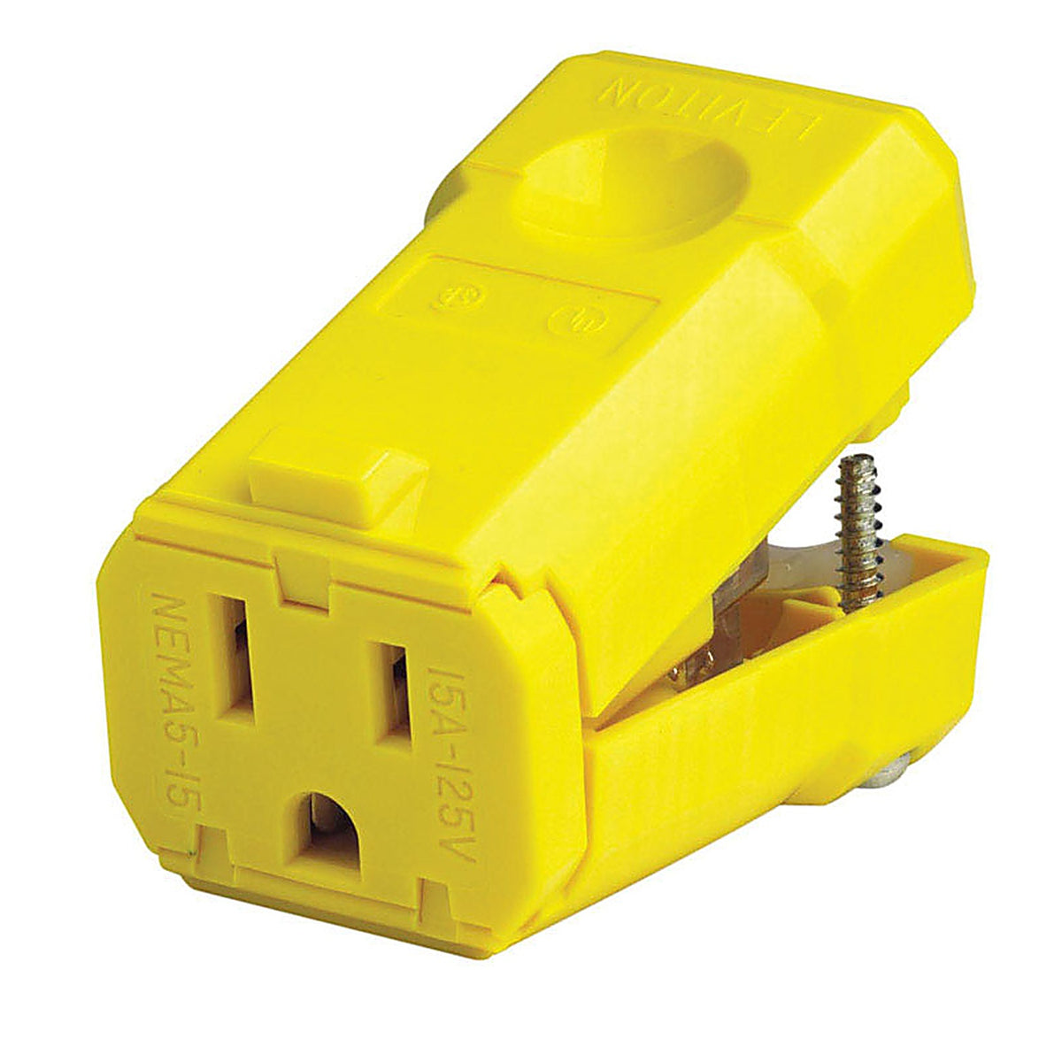 Leviton 05259-0VY Industrial Nylon Ground/Straight Blade Plug 5-15R 2 Pole 3 Wire Bagged