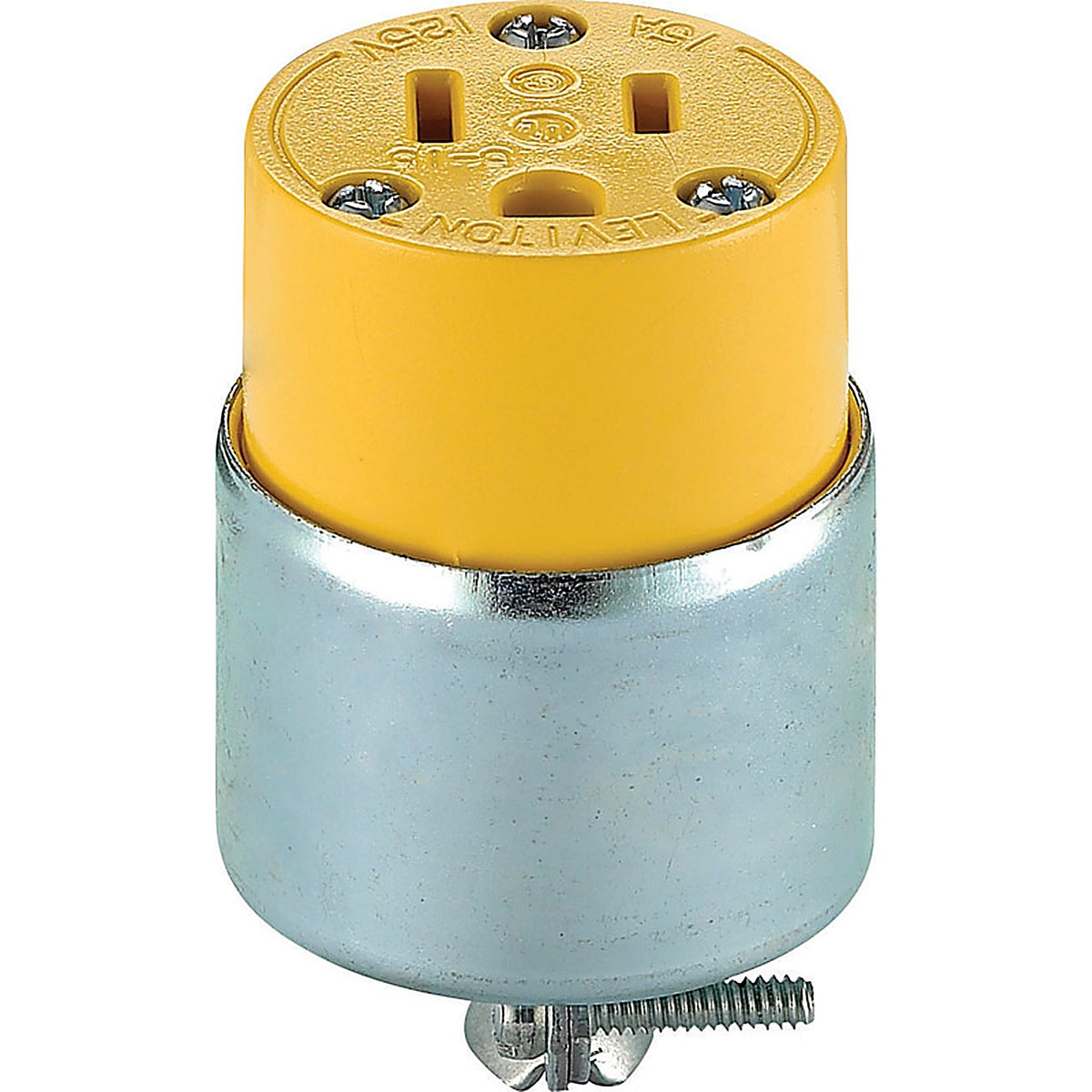 Leviton 515CA-000 Commercial Armored Ground/Straight Blade Connector 5-15R 2 Pole 3 Wire