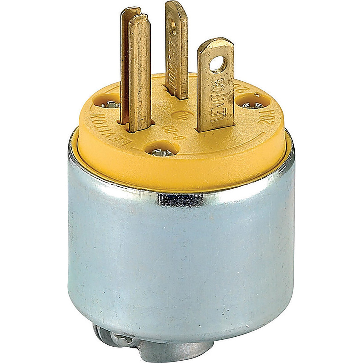 Leviton 620PA-000 Commercial Armored Ground/Straight Blade Plug 6-20P 18-12 AWG 2 Pole 3 Wire